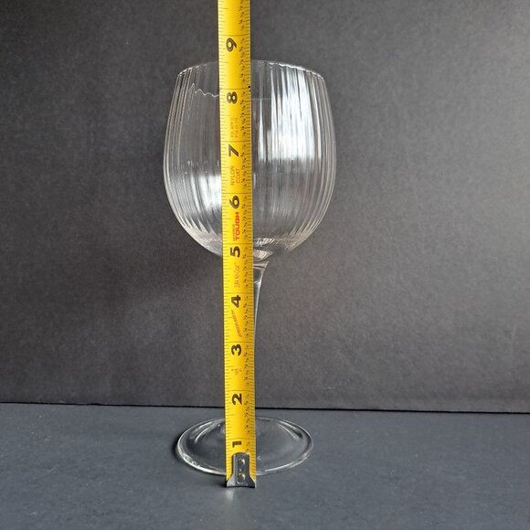 Vintage Clear Ribbed Glass Goblet 8.75" Tall Large Wine Water Stemware Elegant - Picture 11 of 11